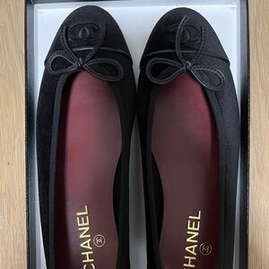 Chanel Ballet Flat Black Velvet 39.5